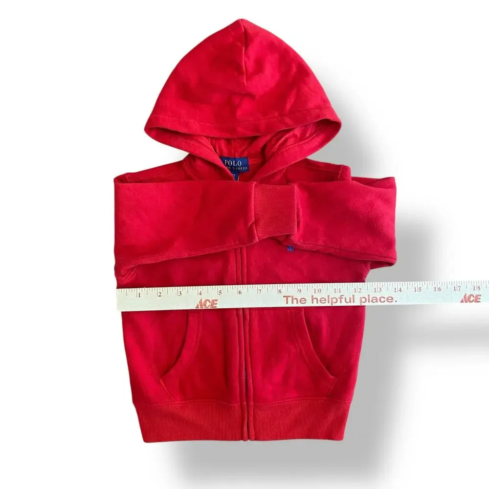 Ralph Lauren‎ Logo Fleece Full-Zip Embroidered Hoodie Toddlers Size 2T Red